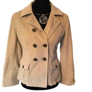 Talbots Tan Double Breasted Stretch Pea Coat Jacket Women 2
